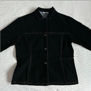 Vintage black button up jacket with white stitching